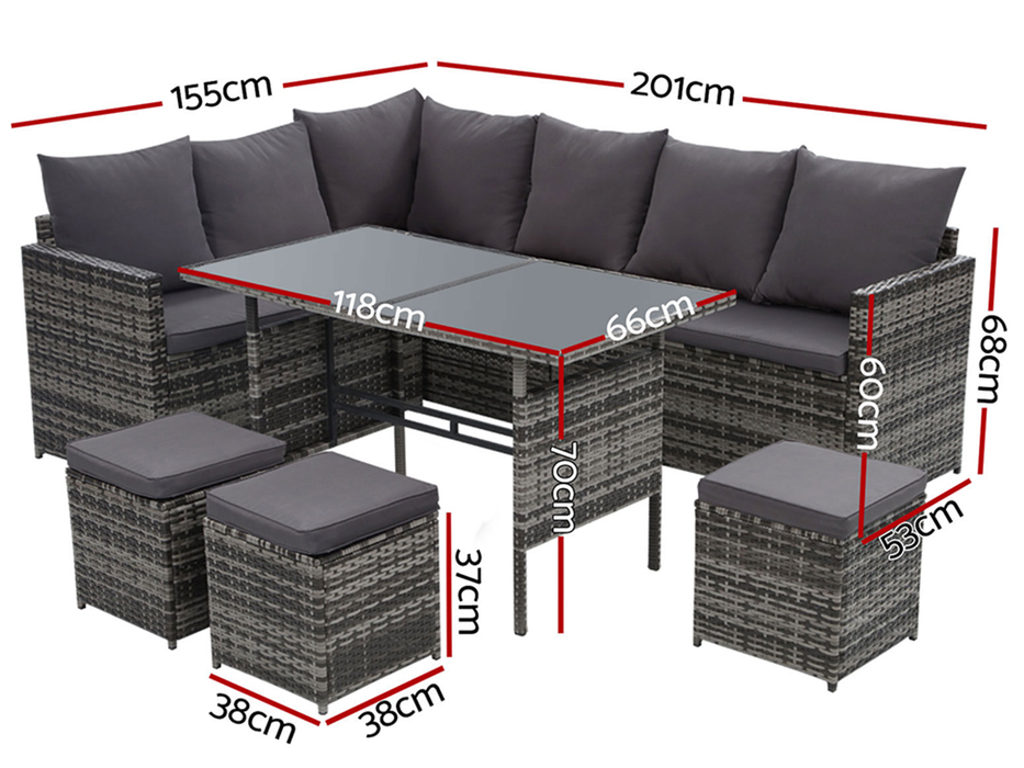 Alawoona Outdoor Sofa Dining Set