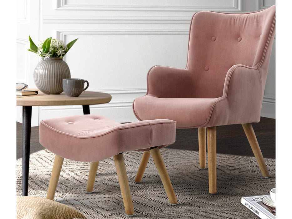 Buckland Fabric Arm Chair with Footstool