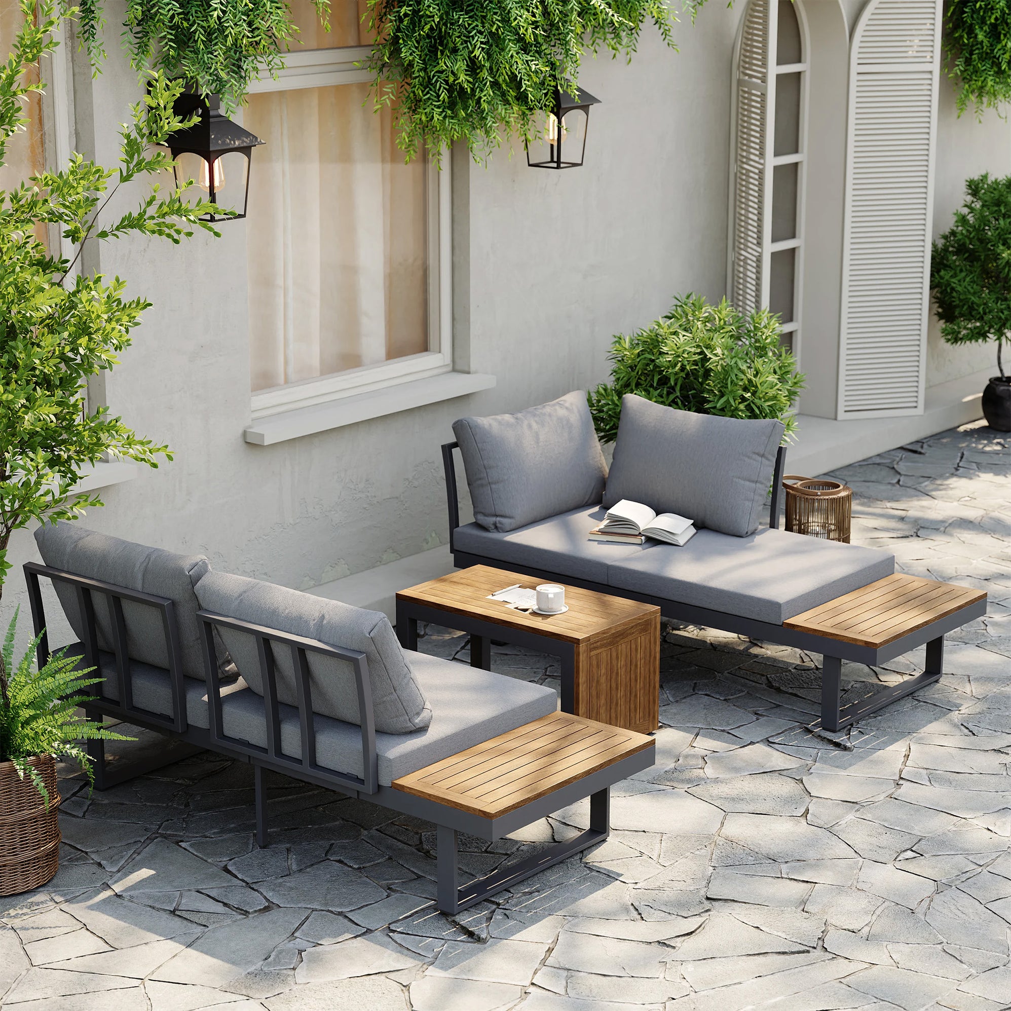 Belize 4 Seater Outdoor Lounge Setting with Coffee Table — Furniture Bazaar