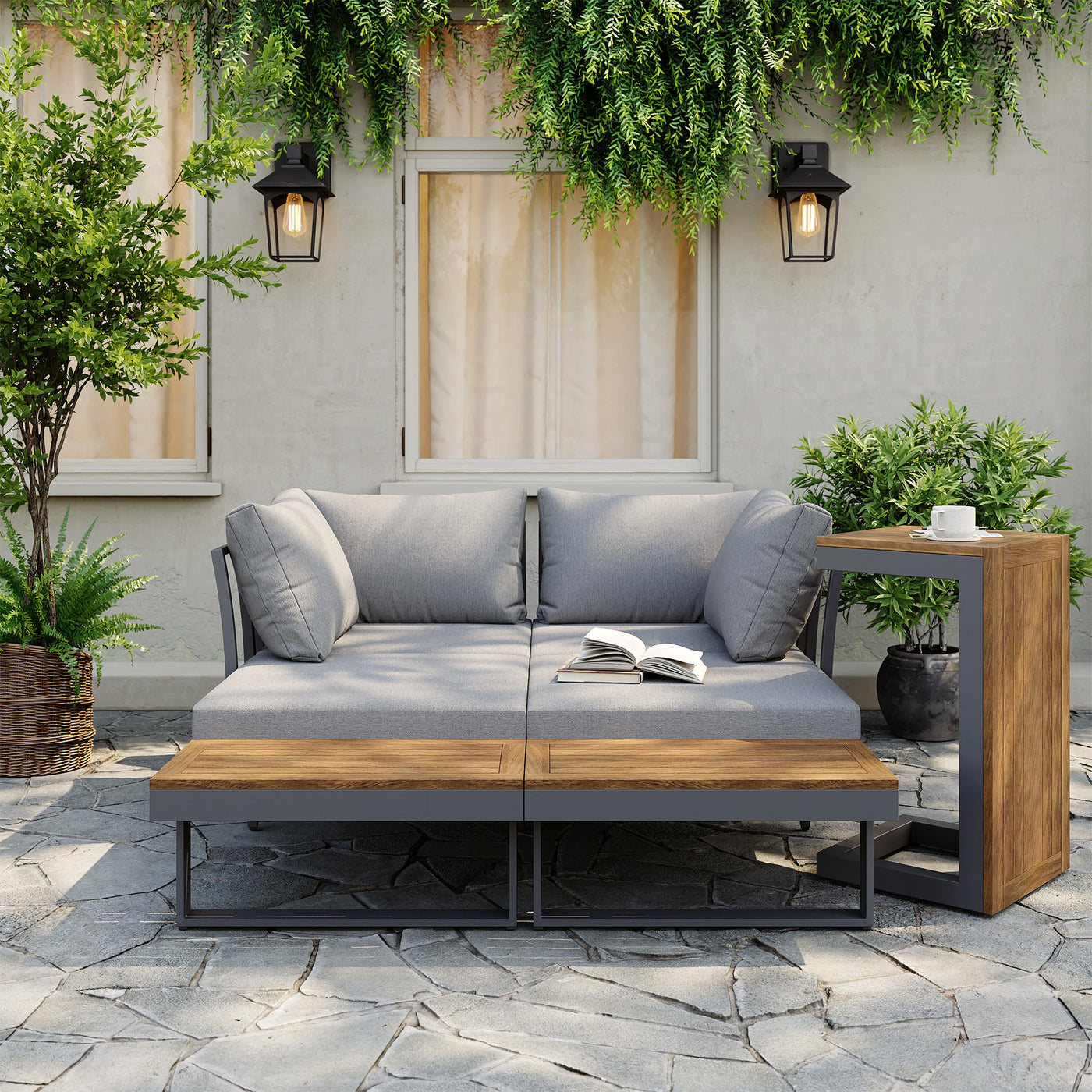 Belize 4 Seater Outdoor Lounge Setting with Coffee Table — Furniture Bazaar