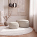 Manila Fabric Storage Ottomans in Beige, small and large together