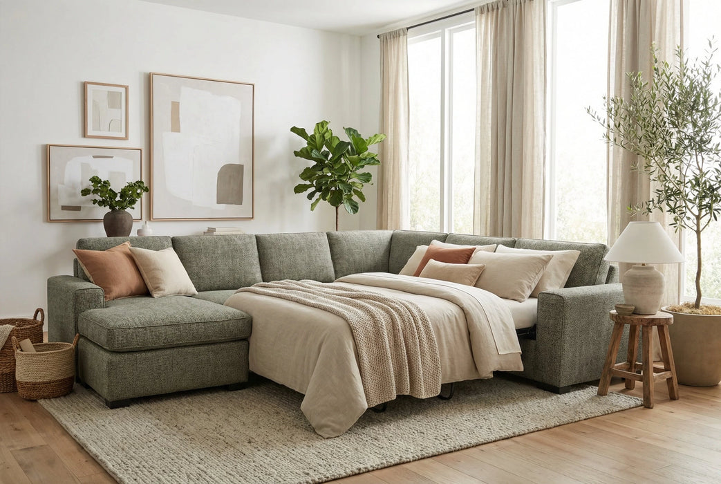 Santino 6 Seater Fabric Reversible Chaise + Sofabed
