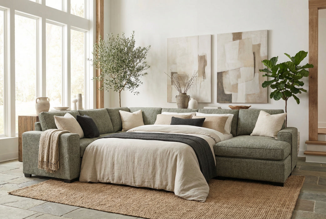 Santino 6 Seater Fabric Reversible Chaise + Sofabed