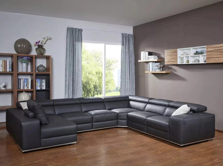 Santiago 6 Seater Leather Chaise Lounge