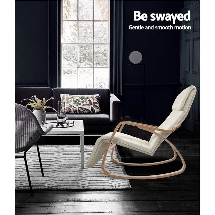 Rocking Armchair Footrest Nursing Beige Afton