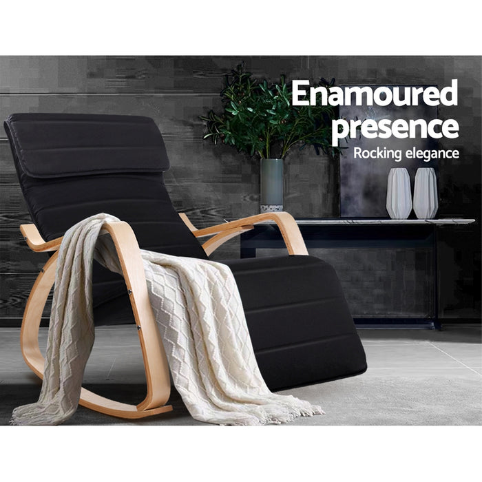 Rocking Armchair Footrest Nursing Black Afton