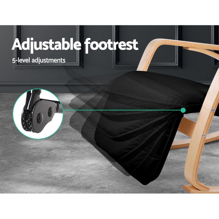 Rocking Armchair Footrest Nursing Black Afton