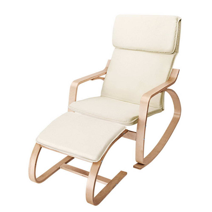Rocking Armchair Footstool Bentwood Beige