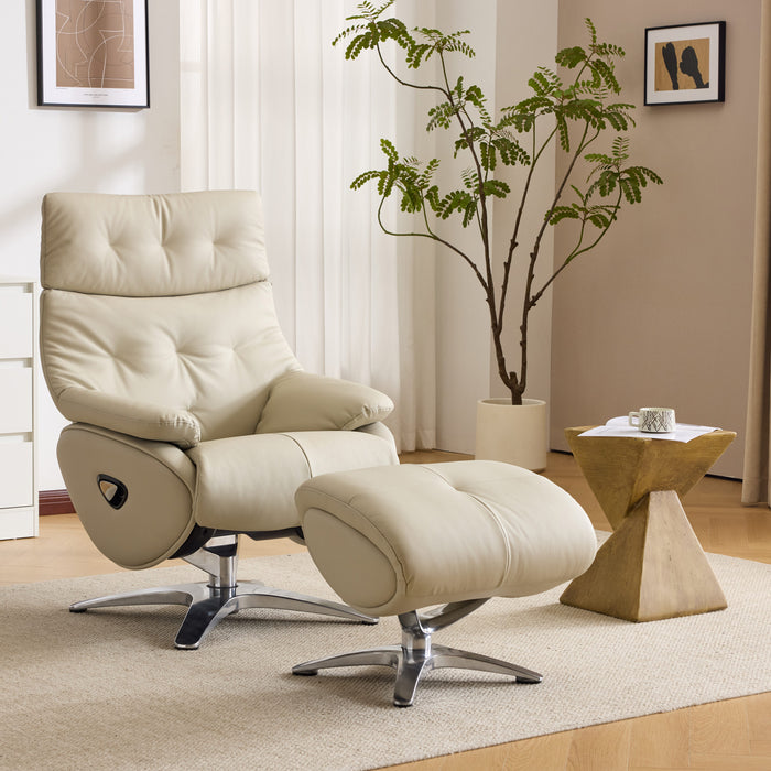 Alpha Leather Electric Accent Chair with Stool