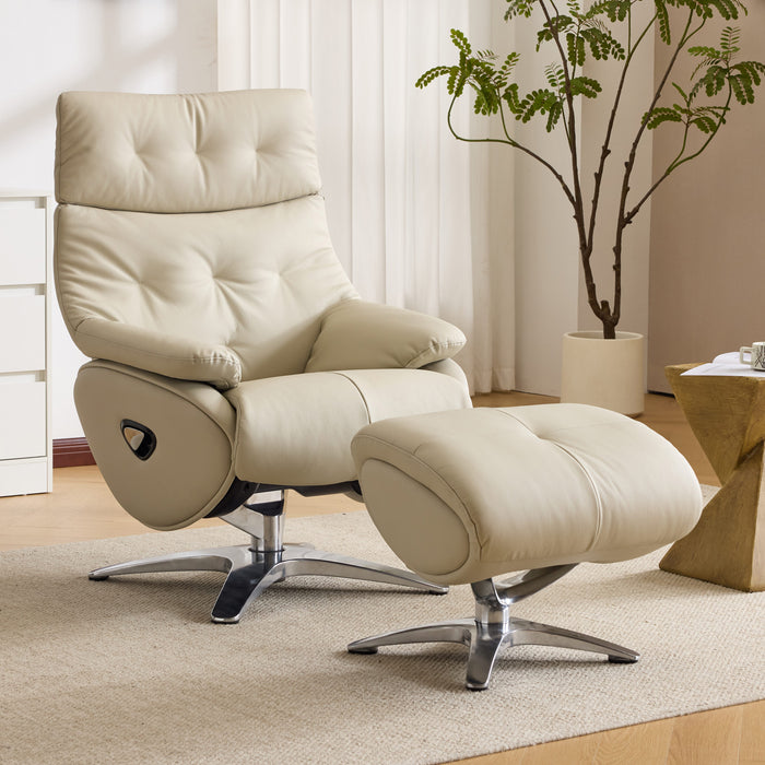 Alpha Leather Electric Accent Chair with Stool