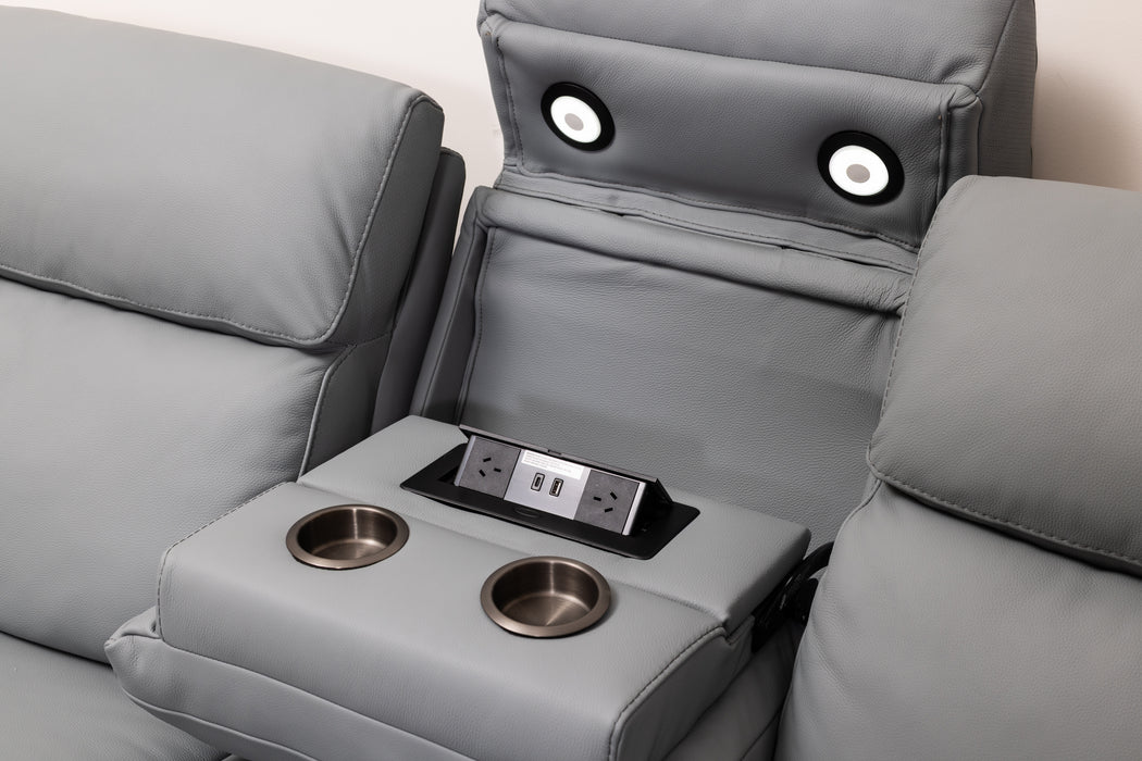 Aquila Electric Recliner Leather Lounge Suite