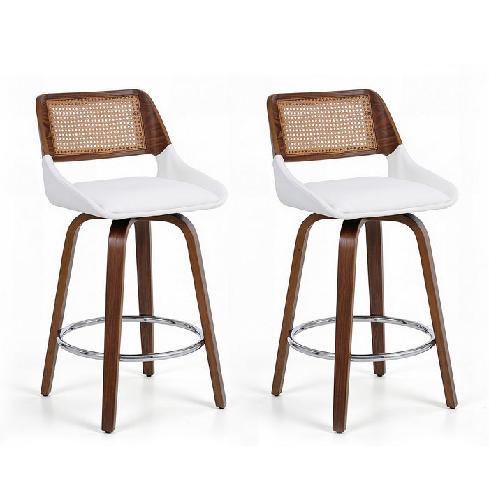 Wooden Bar Stools Set of 2 Swivel Kitchen Counter Stool Chair 60cm Seat Height