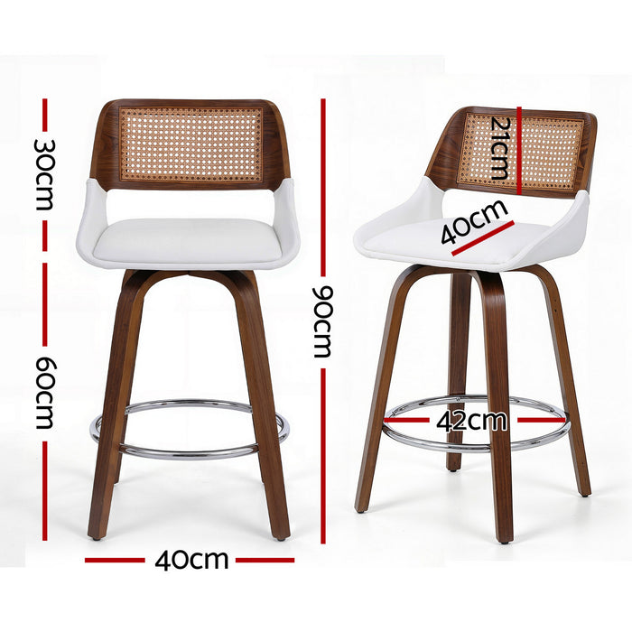 Wooden Bar Stools Set of 2 Swivel Kitchen Counter Stool Chair 60cm Seat Height