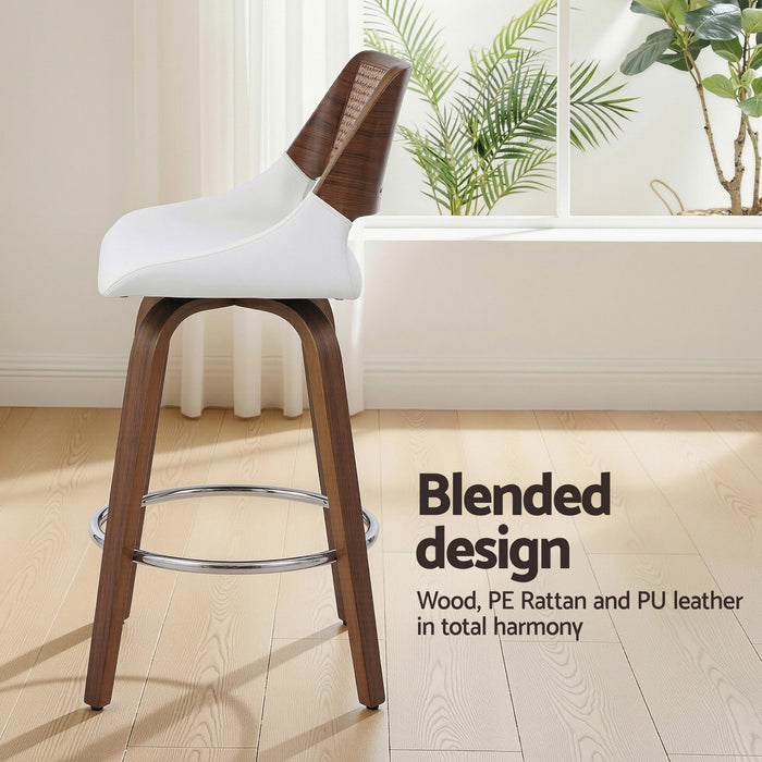 Wooden Bar Stools Set of 2 Swivel Kitchen Counter Stool Chair 60cm Seat Height