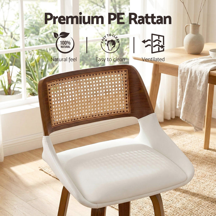 Wooden Bar Stools Set of 2 Swivel Kitchen Counter Stool Chair 60cm Seat Height