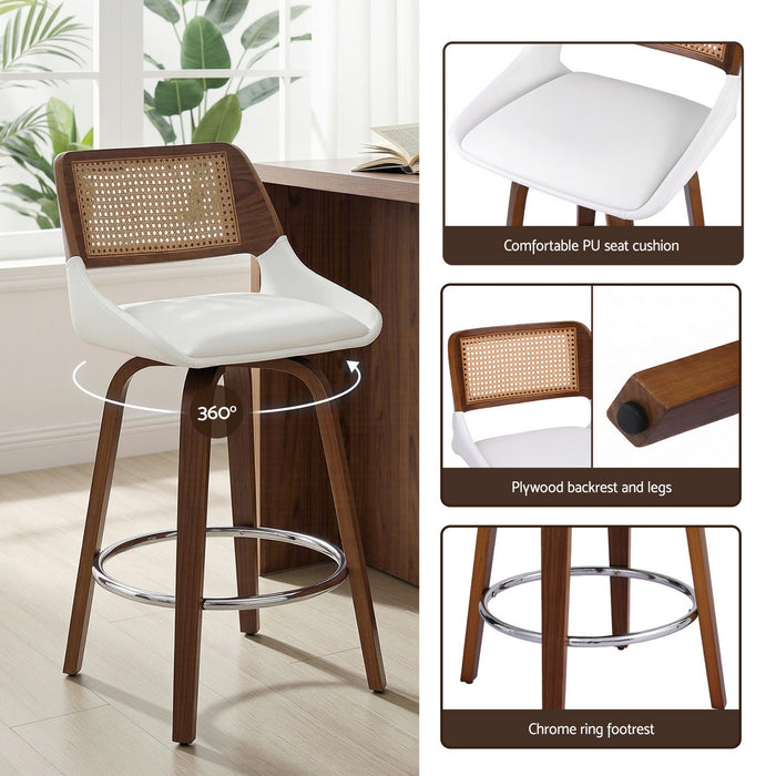 Wooden Bar Stools Set of 2 Swivel Kitchen Counter Stool Chair 60cm Seat Height