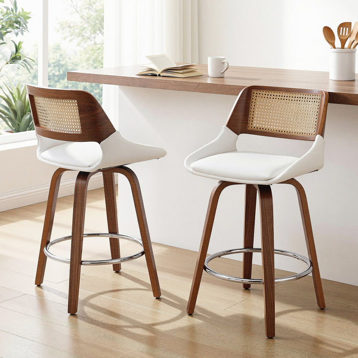 Wooden Bar Stools Set of 2 Swivel Kitchen Counter Stool Chair 60cm Seat Height