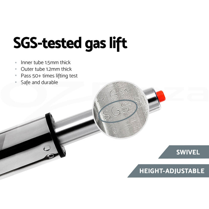 4x Bar Stools Leather Padded Gas Lift Grey