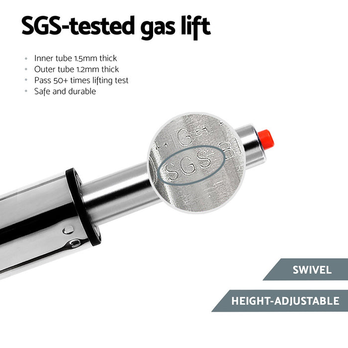 2x Leather Bar Stools Swivel Adjustable Gas Lift PU Counter Chairs Brown