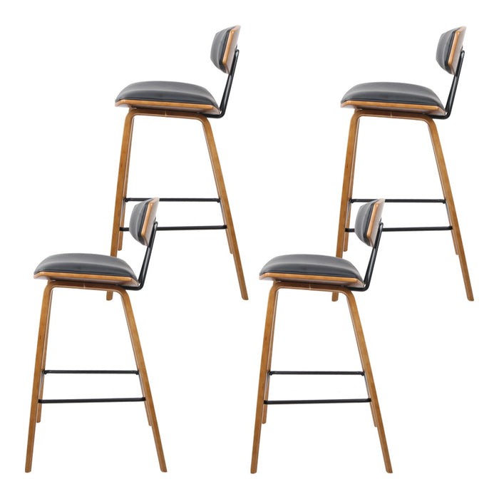 4x Bar Stools Leather Padded w/Backrest