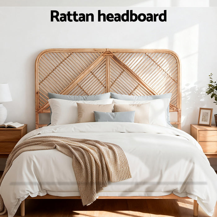 Bed Headboard Queen Bedhead Rattan - FRED Pine