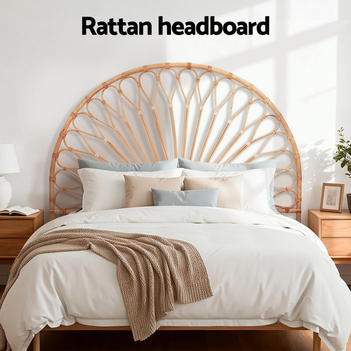 Bed Headboard Double Bedhead Rattan - MARI Pine