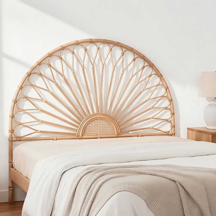 Bed Headboard Double Bedhead Rattan - MARI Pine