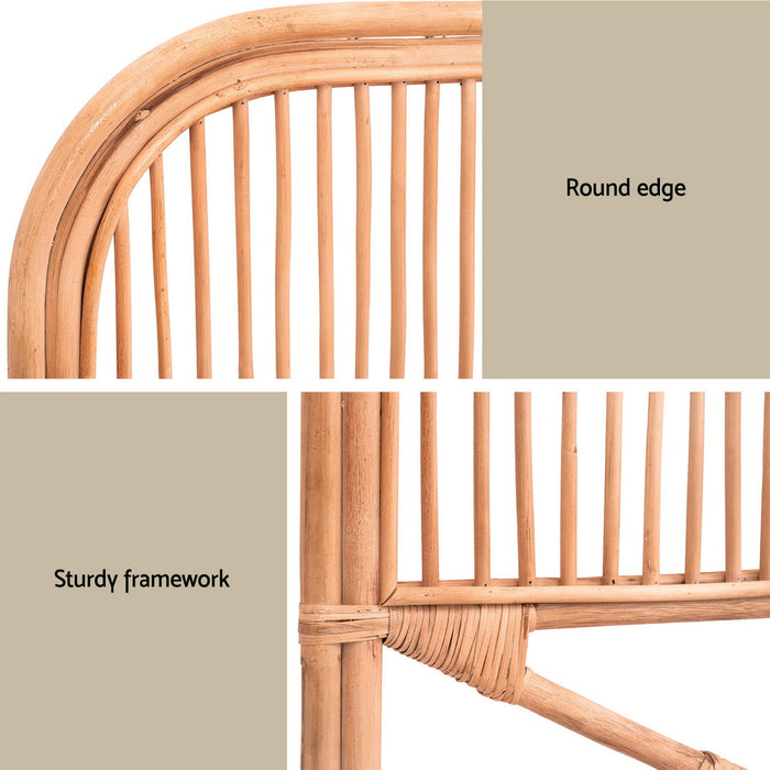 Bed Headboard Queen Bedhead Rattan - NERO Pine