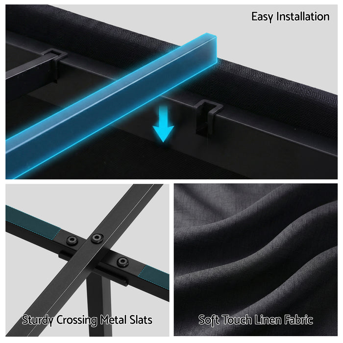 Double Bed Frame with Storage Drawers RGB Lights Charging Station Upholstered Fabric