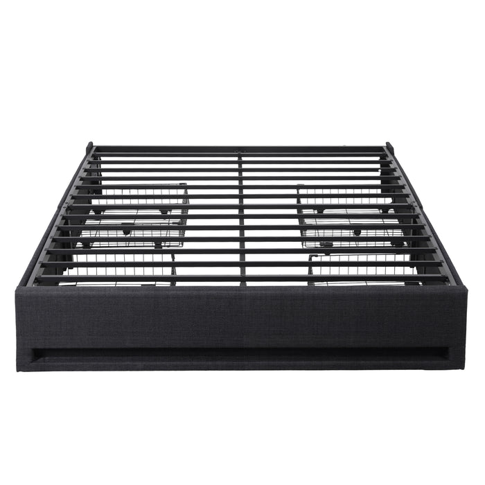 Queen Bed Frame with Storage Drawers RGB Lights Charging Station Upholstered Fabric