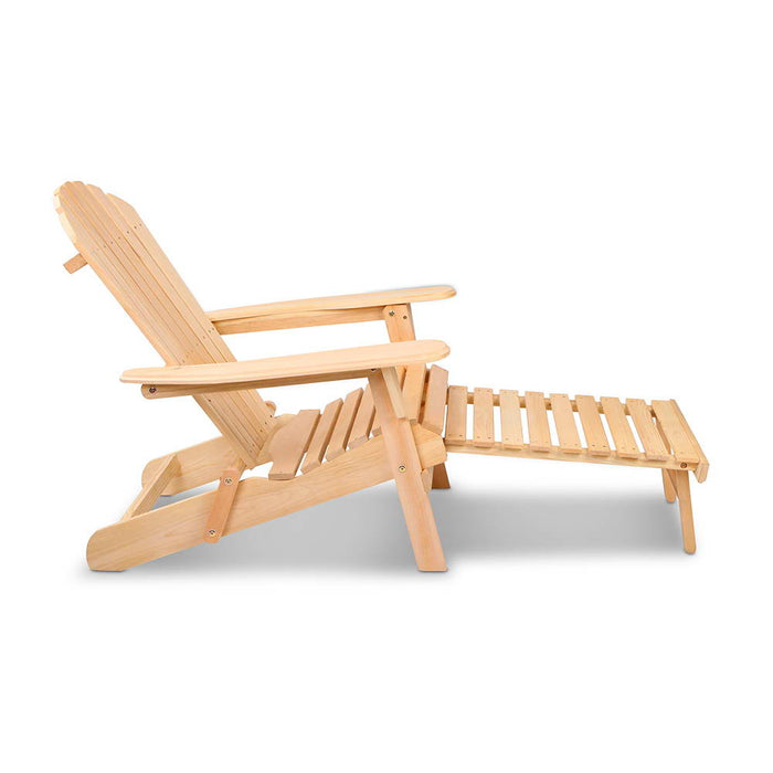 Adirondack Outdoor Chairs Wooden Sun Lounge Patio Furniture Garden Natural