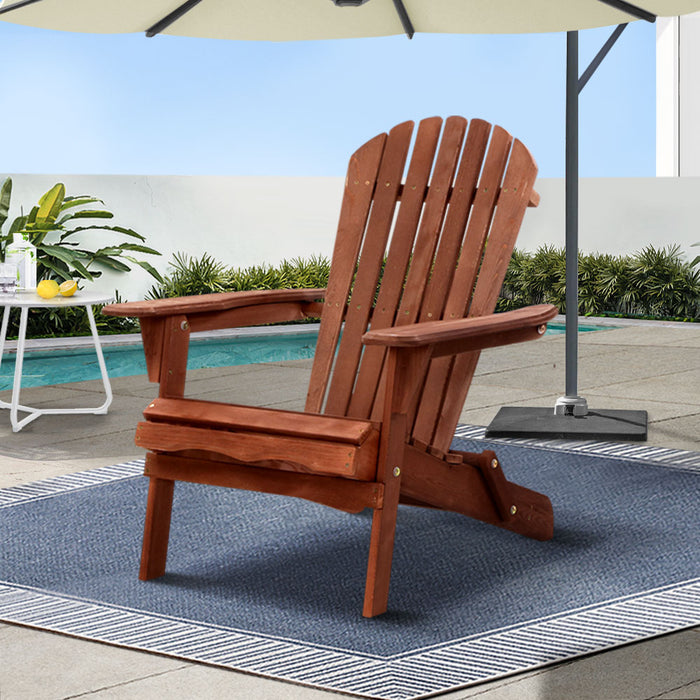 Adirondack Outdoor Chairs Wooden Foldable Beach Chair Patio Furniture Brown