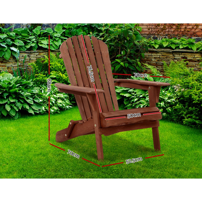 Adirondack Outdoor Chairs Wooden Foldable Beach Chair Patio Furniture Brown