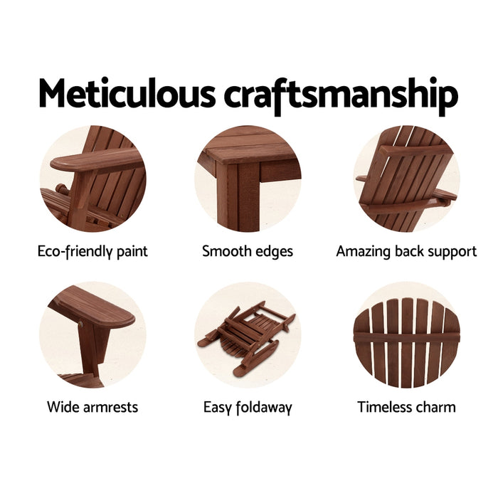 Adirondack Outdoor Chairs Wooden Foldable Beach Chair Patio Furniture Brown