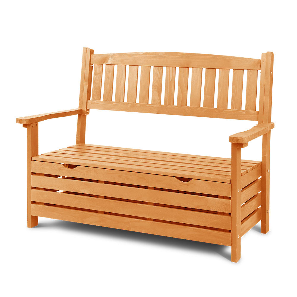 Outdoor Storage Bench Box Wooden Garden Chair Seat Timber