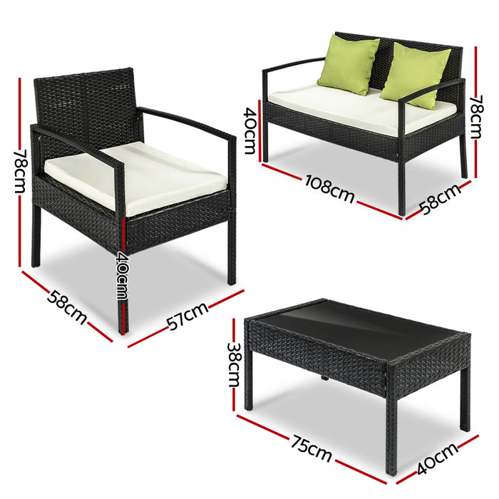 Outdoor Sofa Set Wicker Lounge Setting Table and Chairs Patio Furniture