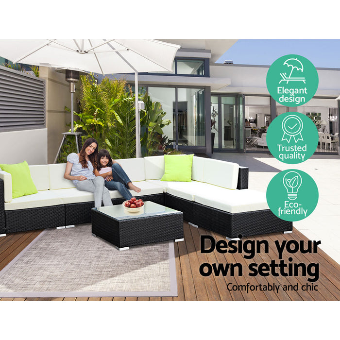 3PC  Outdoor Furniture Sofa Set Wicker Rattan Garden Lounge Chair Setting