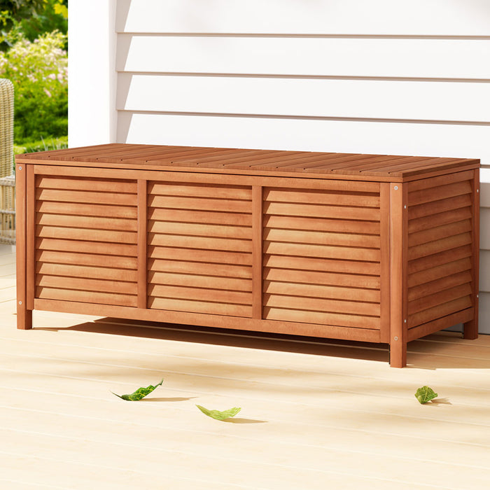 Outdoor Storage Bench Box 210L Wooden Patio Furniture Garden Chair Seat