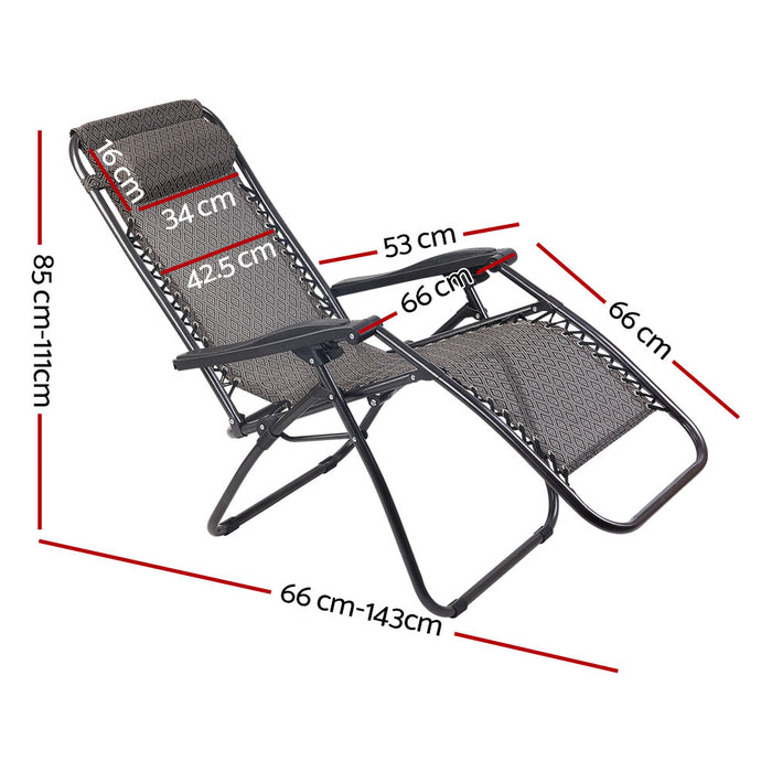 Zero Gravity Chair Folding Outdoor Recliner Adjustable Sun Lounge Camping Beige