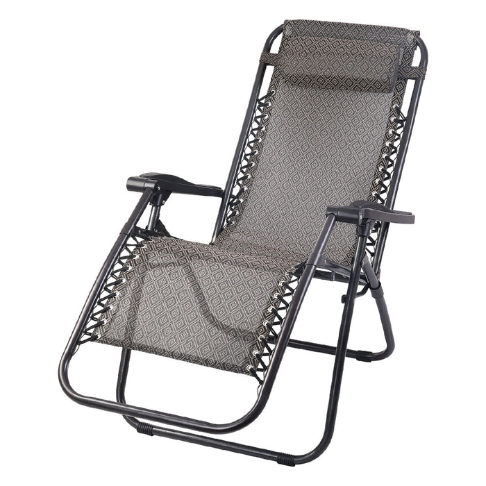 Zero Gravity Chair Folding Outdoor Recliner Adjustable Sun Lounge Camping Beige