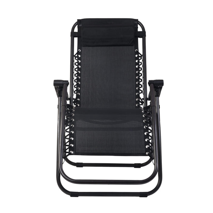 Zero Gravity Chair Folding Outdoor Recliner Adjustable Sun Lounge Camping Black
