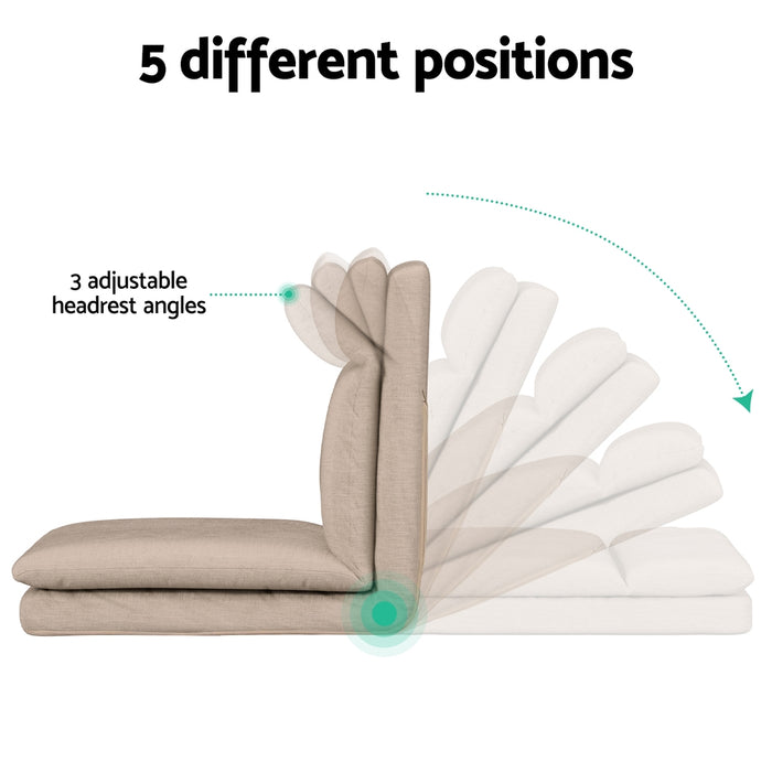 Floor Chair Sofa 1 Seater Linen Beige