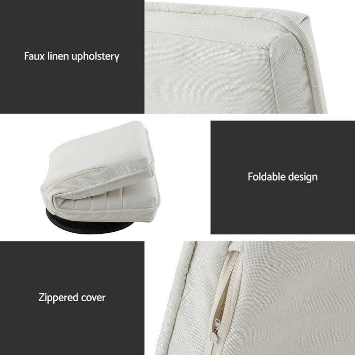 2XFloor Chair Lounge Sofa Swivel Foldable Linen White