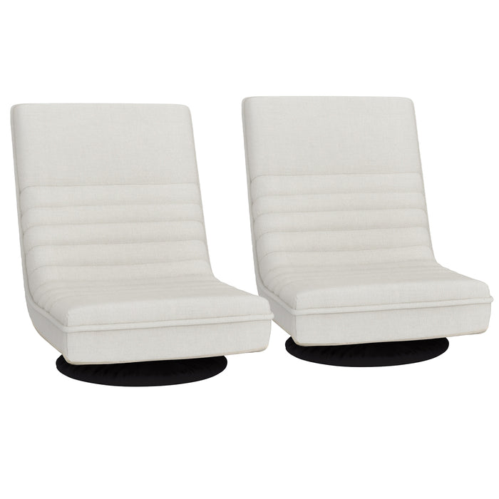 2XFloor Chair Lounge Sofa Swivel Foldable Linen White