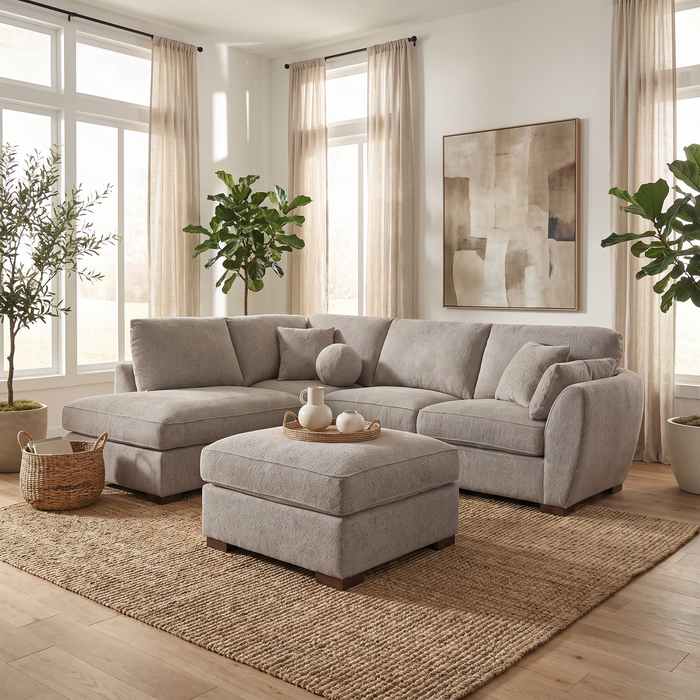 Florence 4 Seater Fabric Chaise with Ottoman