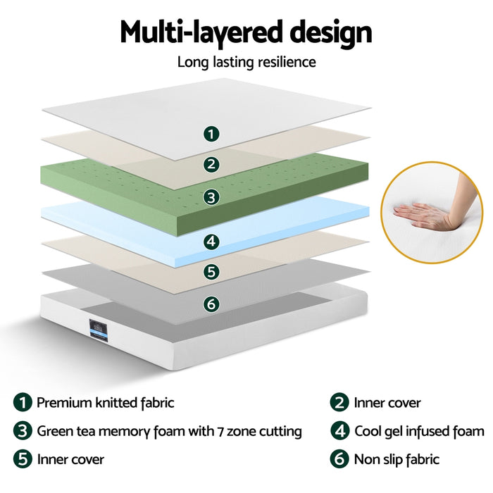 20cm Memory Foam Mattress Green Tea Queen