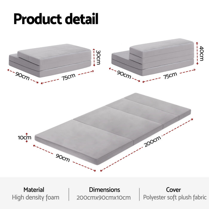 Foldable Mattress Folding Sofa Bed 4-fold Sleeping Camping Cushion Mat