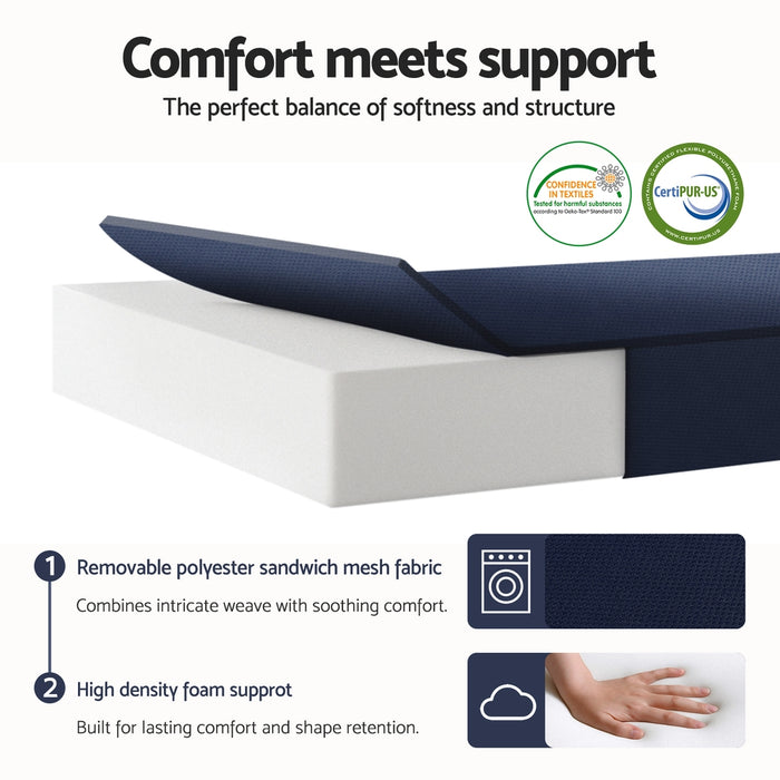 Foldable Mattress Folding Foam Mattresses Portable Floor Mat Blue Double