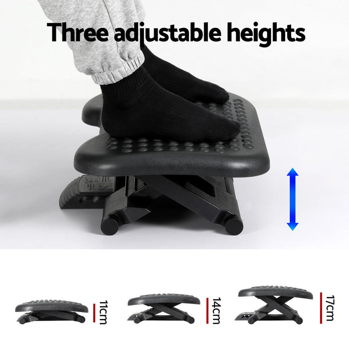 Foot Rest Stool Office Under Desk Angle Adjustable Footrest Massage Black
