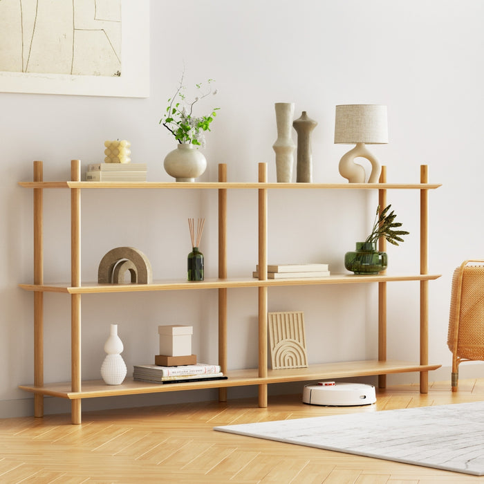 Bookshelf 3 Tiers Bookcase Display Shelves Wooden Storage Stand Rack Pine